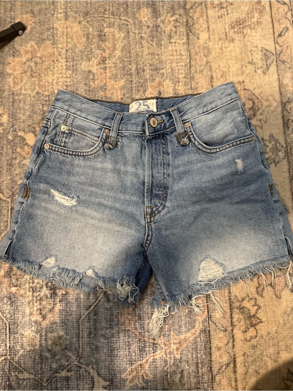 We The Free Light Blue Distressed Denim Women's Shorts